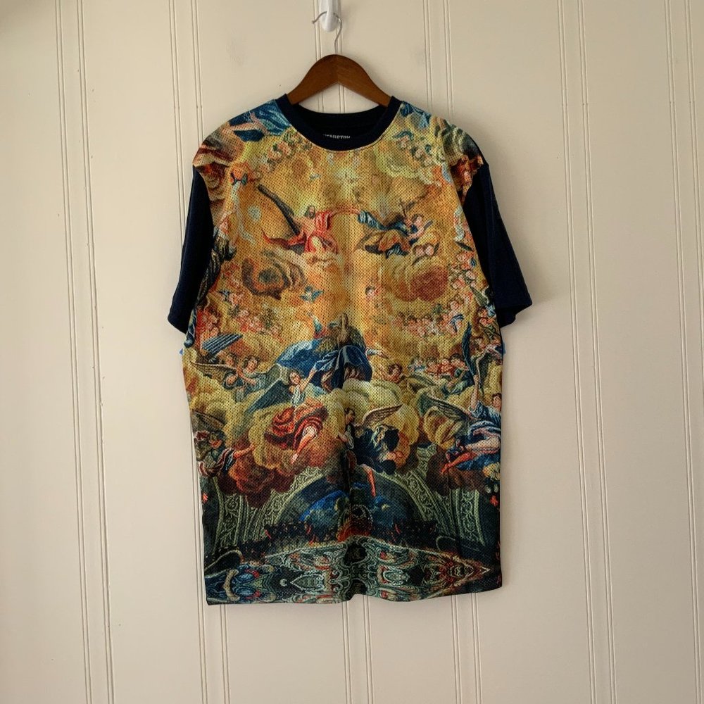 CHEMISTRY men shirt Sz L blue yellow